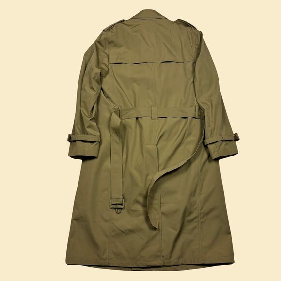 1970s Oleg Cassini trench coat jacket, size 42 L vintage faux-fur lined coat - Picture 2 of 10